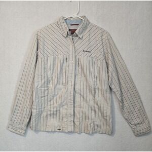 Simms Womens M Fishing 3XDRY Striped Shirt Cotton Blend
